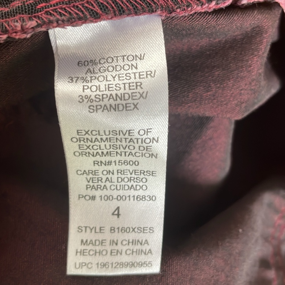 Democracy AbSolution Deep Red and Black Printed Trousers Size 4 - Picture 14 of 14